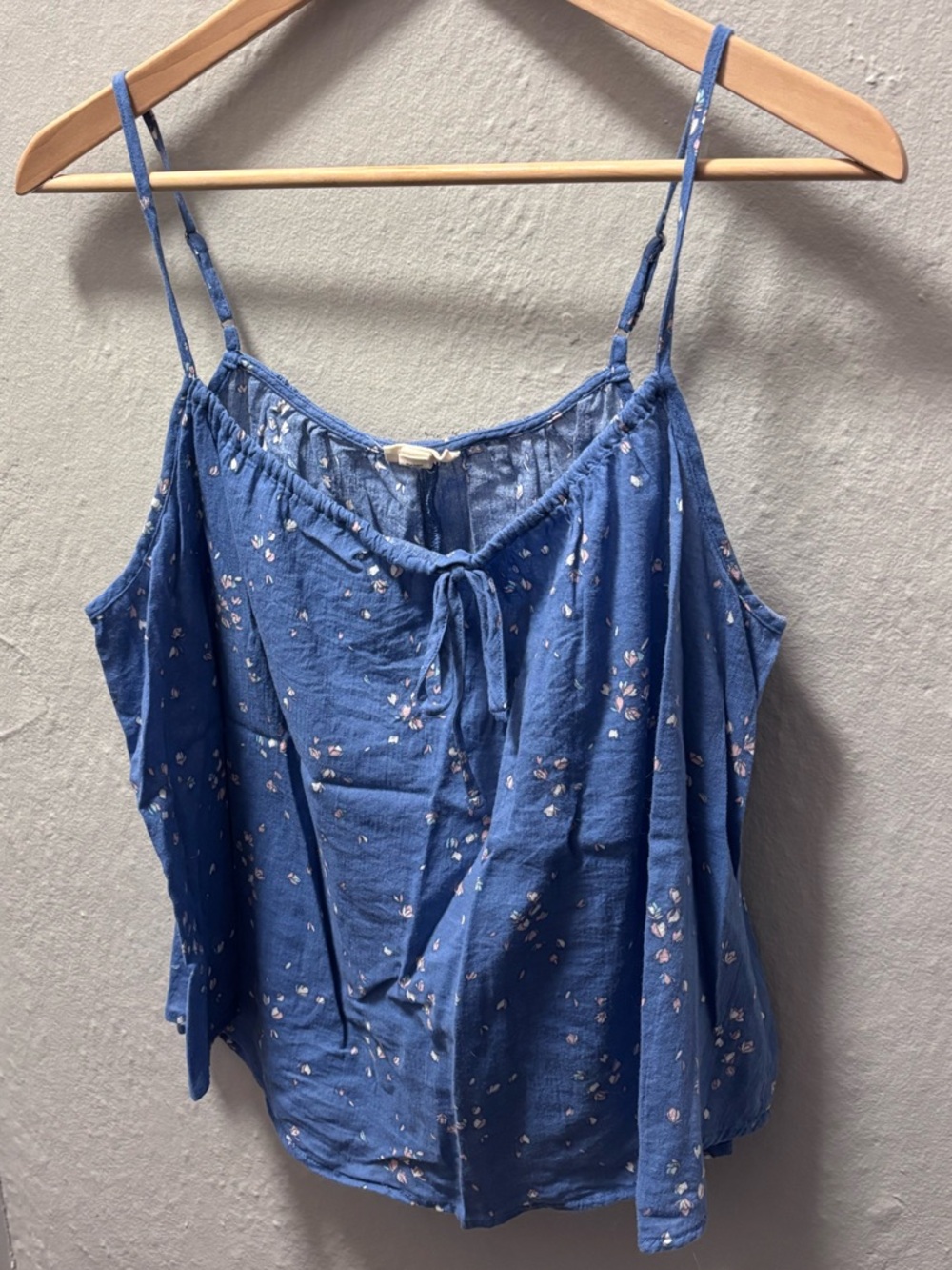 a.n.a Blue Floral Tie-Front Spaghetti Strap Camisole